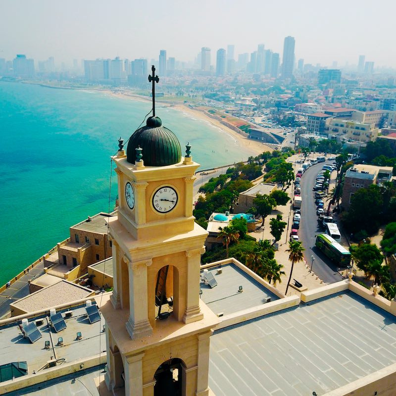 Bell tower, Jaffa, Tel Aviv, Israel, Aerial view