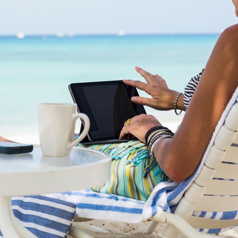 Female Digital Nomad By The Beach, Remote Work Concept