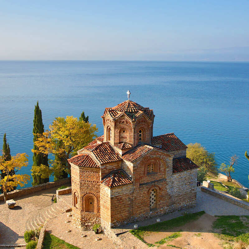 Romanesque Church Of St John At Kaneo In Ohrid, Perched On A Clifftop Facing Lake Ohrid, In North Macedonia, Balkan Peninsula, South Eastern Europe, digital nomad