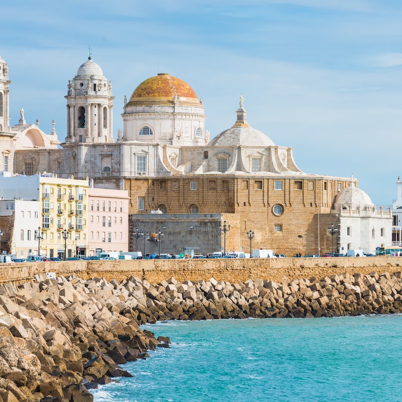 View of the cathedral in Cadiz, Spain