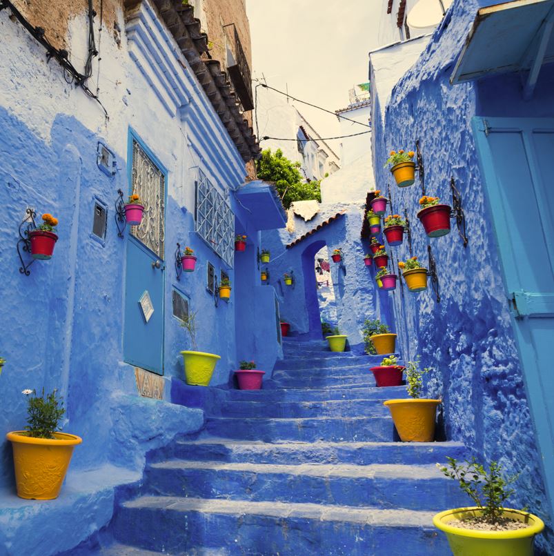 Blue houses in Chefchaouen, Morocco