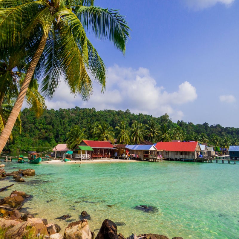 View of the beach on Sok San Village on the Koh Rong island, Cambodia