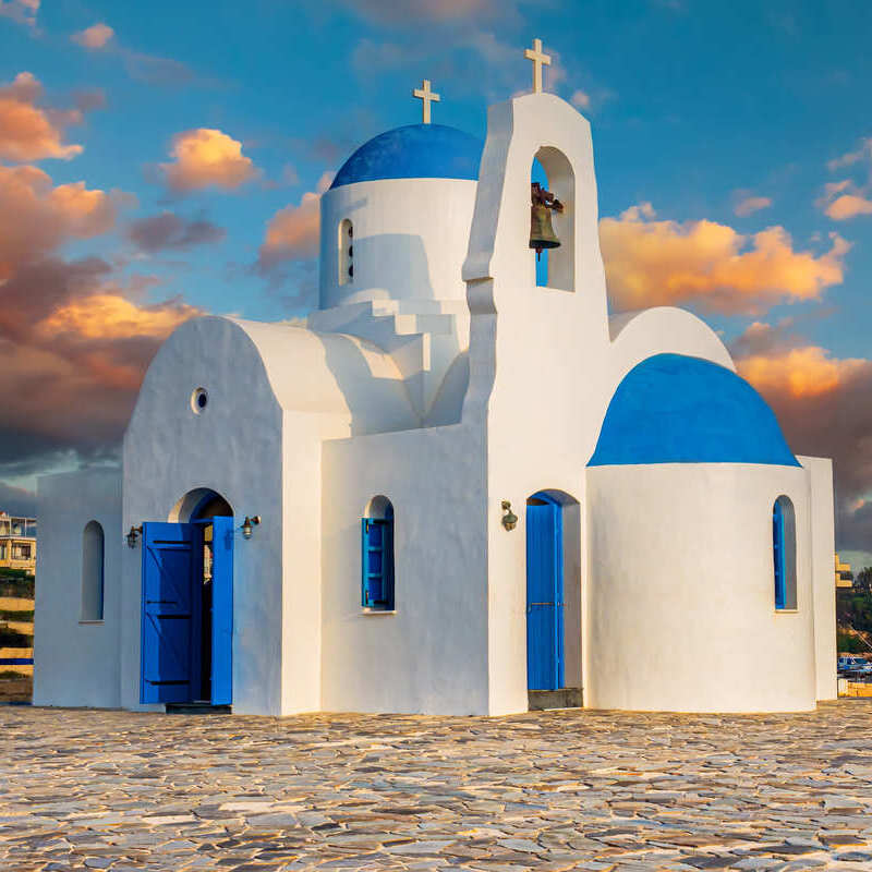 Agios Nikolaos Landmark Church In Protaras, Ayia Napa Peninsula, Cyprus, Eastern Mediterranean