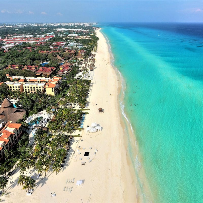 Aerial View Of The Playa Del Carmen Shoreline, Mexican Caribbean, Mexico