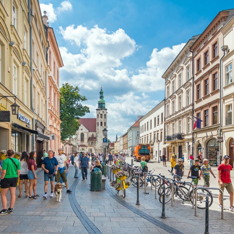 tourists in krakow