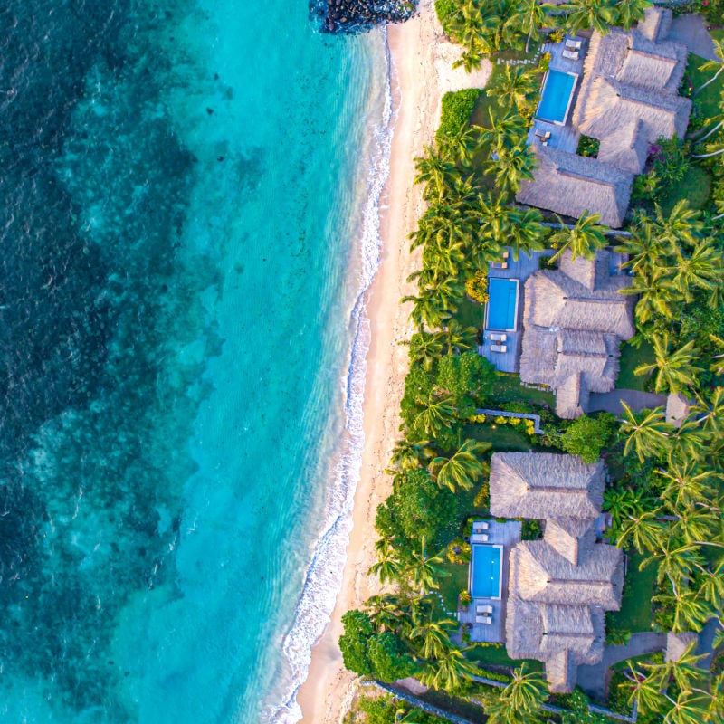 aerial view of kokomo luxury resort in fiji