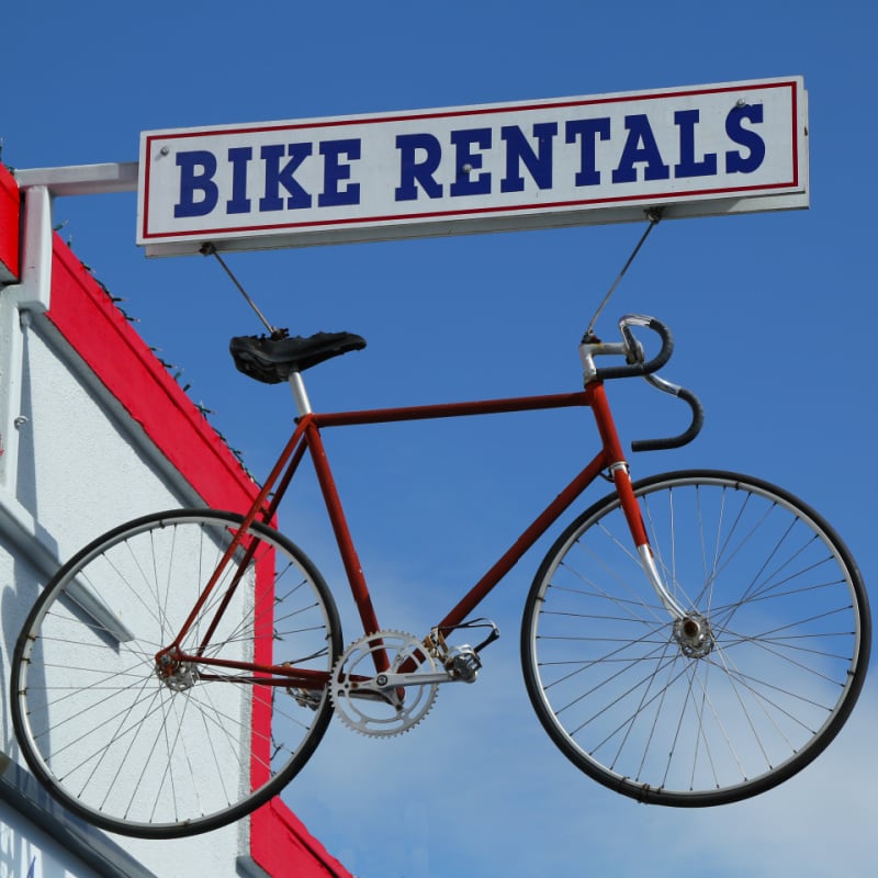 bicycle rental hire sign in napa valley california