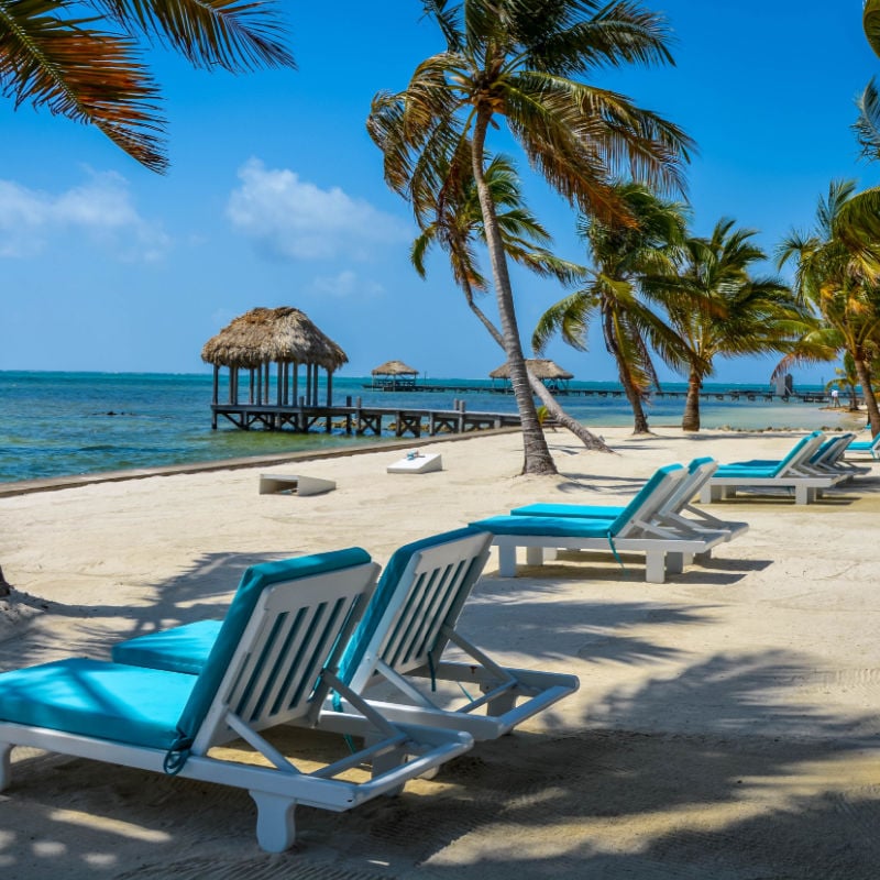 Beach Chairs In San Pedro, Belize, Central America