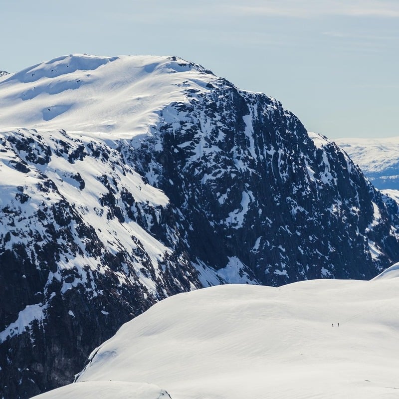 Snowy Mountain In Vossvangen, Western Norway, Scandinavia, Northern Europe
